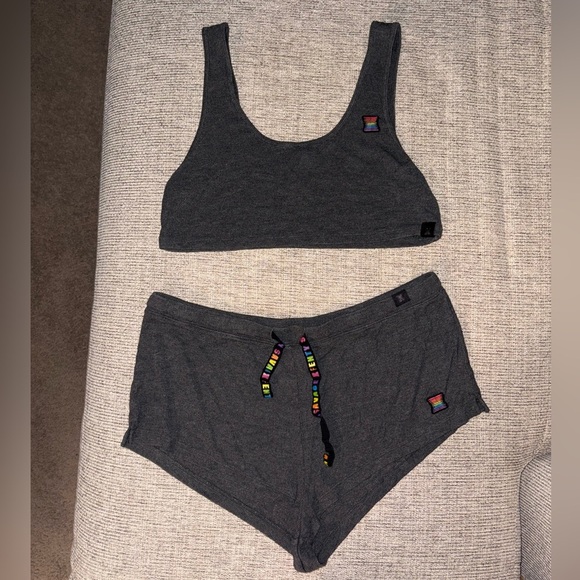 Savage X Fenty Other - SavageXFenty Gray Cropped Top and Shorts Lounge Set Large